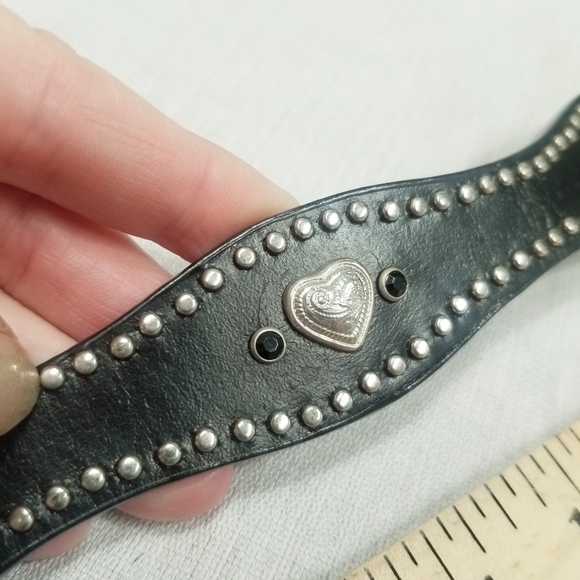 Noosa western studded belt black heart concho leather size 28 NO BUCKLE‎ - Picture 8 of 13